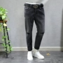 G-DIAN quần jeans cạp cao thẳng thon bắp chân co giãn màu xám đen mùa thu và mùa đông dụng cụ quần jeans S753 quần jean nam đẹp