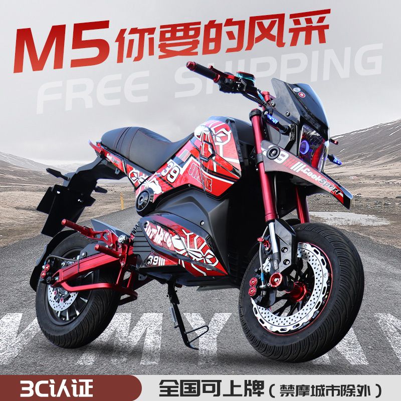 Brand New M5Z6 Little Monkey Electric Motorcycle 72V96V Free-Power Retro High-Power High-Speed Sports Car