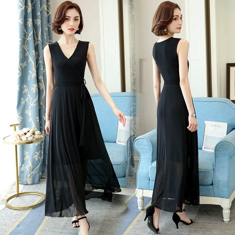 Váy bầu thời trang nữ hè 2021 cách tân bụng lưới không tay váy dài cổ chữ V giúp giảm tuổi tác và tôn dáng - Sản phẩm HOT