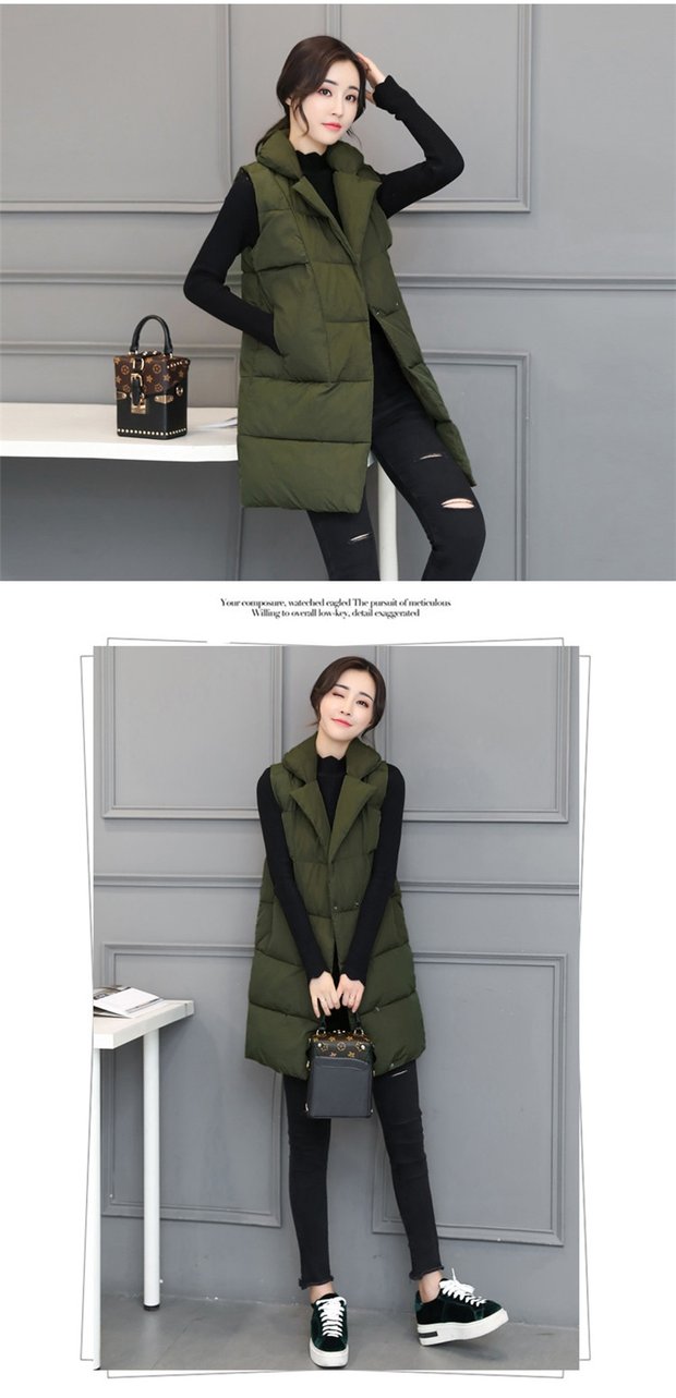 Vest nữ mùa thu đông trong phần dài của phiên bản Hàn Quốc của vest mới ngoài chất liệu cotton mỏng xuống mùa thu 2018 áo khoác chống nắng nữ