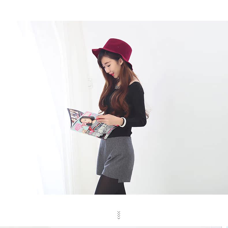 Thu đông 2018 phiên bản mới của Hàn Quốc của quần short nữ mới size lớn eo cao quần short thẳng quần len ống rộng mùa đông thời trang đi biển cho nữ