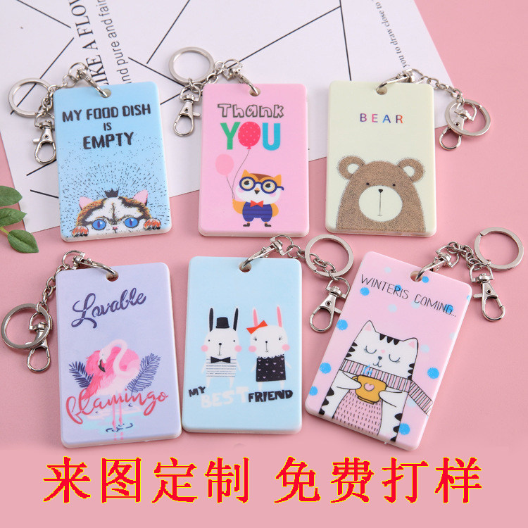 Cartoon bus card set logo custom fashion with keychain card bag custom student community chest card waist card card