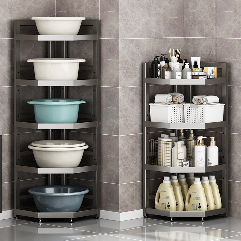 Bathroom Storage Rack, Floor-Standing Multi-Layer Triangular Storage Rack, Bathroom Miscellaneous Items Corner Storage Rack, Restroom Storage