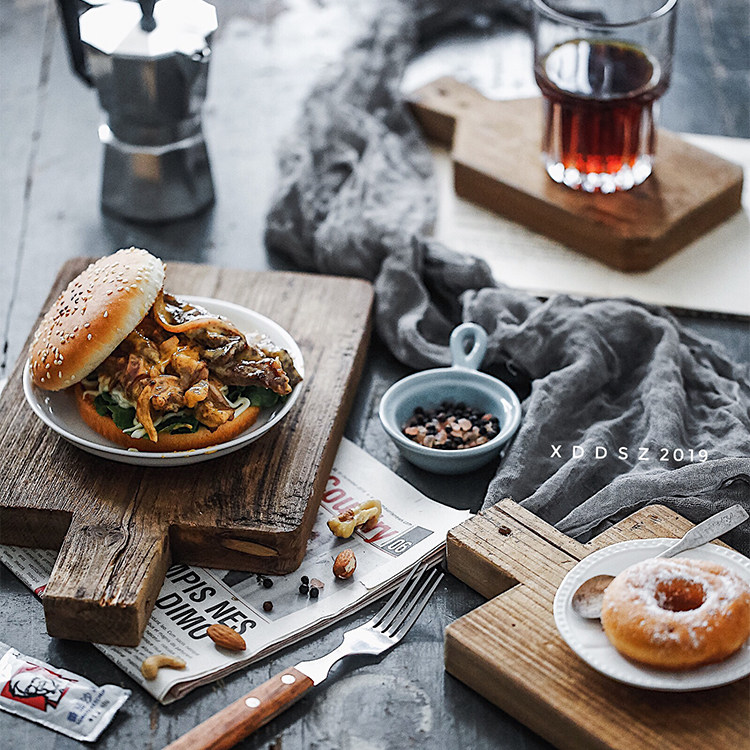 Old Wood Chopping Block Gourmet Photography Props Solid Wood Chopping Block 7 Sizes Coffee Chopping Block Small Chopping Block Retro Countryside Wind