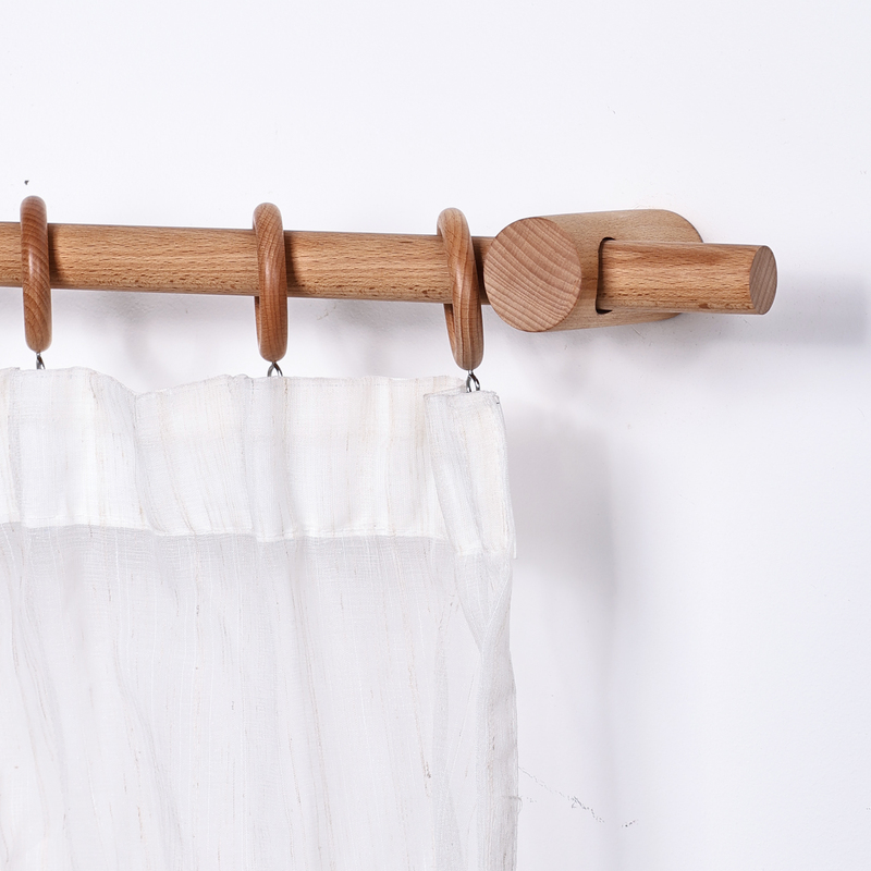 Nordic Minimalist Natural Wood Style Beech Wood, Black Walnut, White Ash, Red Oak Perforated Solid Wood Curtain Rod Roman Rod