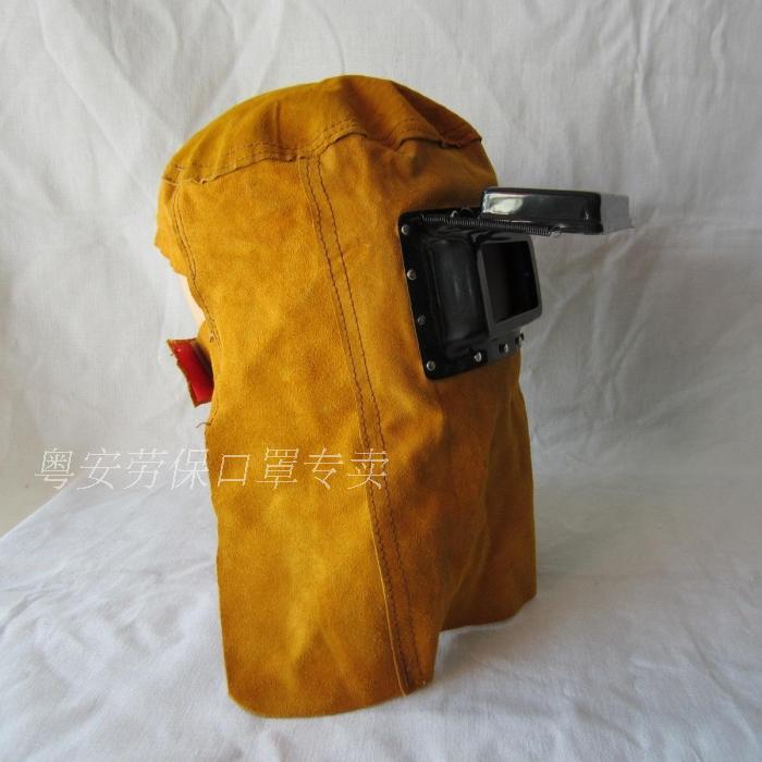 Welded leather head cover with mirror mask Welder full - leather head mask special welded mask with black and white lens