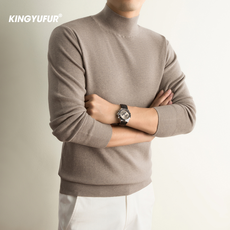 Men's Half-Turtleneck Solid Color Fine Knit Wool Sweater, Autumn and Winter Warm Thick Mid-Neck Slim Fit Long-Sleeve Sweater Men's Half-Turtleneck Solid Color Fine Knit Wool Sweater, Autumn and Winter Warm Thick Mid-Neck Slim Fit Long-Sleeve Sweater