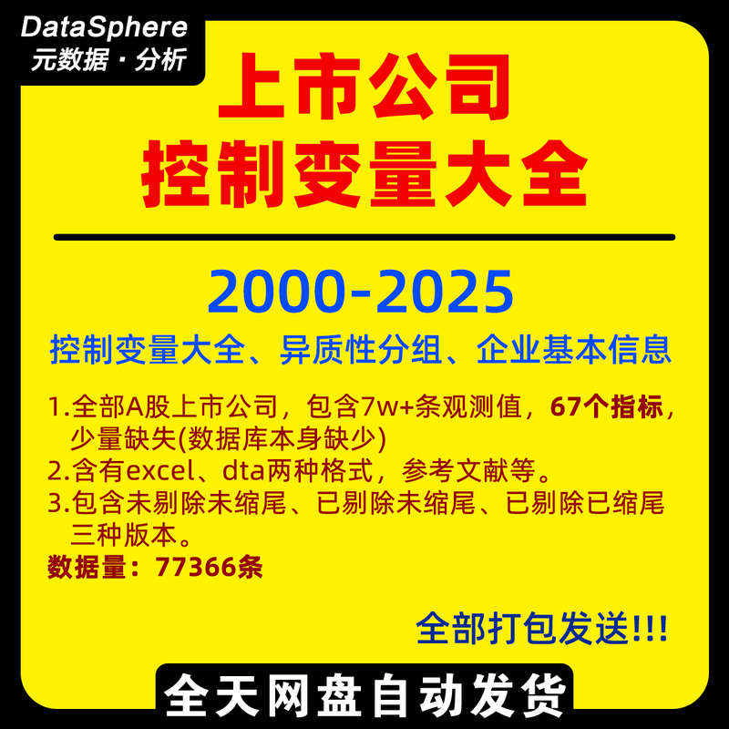 Complete Collection of Control Variables for Listed Companies' A-Share Stocks, Heterogeneous Grouping, Basic Company Information, Years 00-25 Complete Collection of Control Variables for Listed Companies' A-Share Stocks, Heterogeneous Grouping, Basic Company Information, Years 00-25