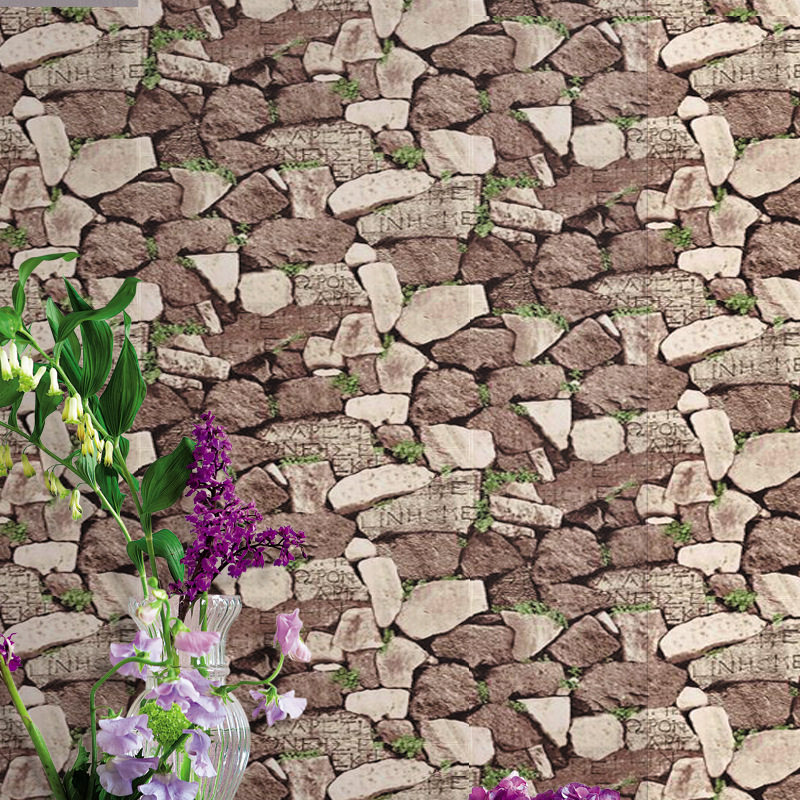 Retro Antique 3D Cultural Stone Rock Wallpaper Restaurant Cafe Avenue Tea Building Engineering Wallpaper