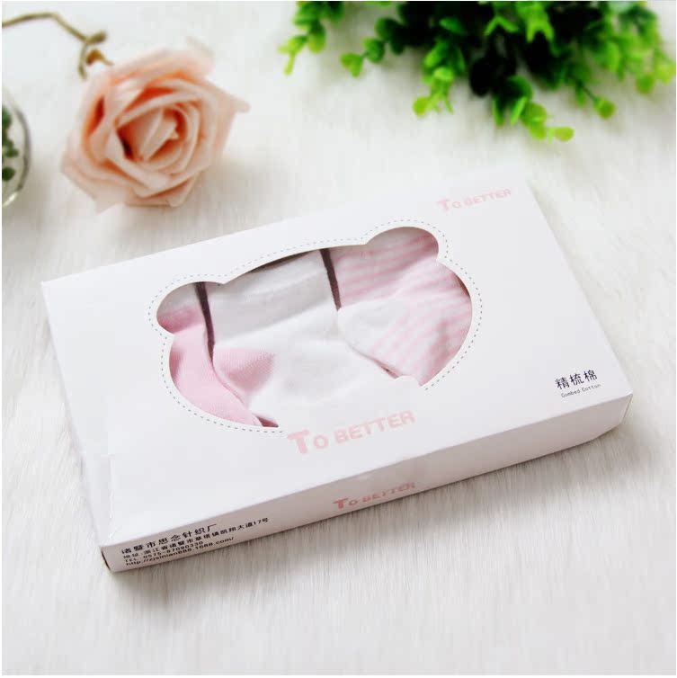 3 hộp quà đôi cotton trẻ em vớ trẻ sơ sinh vớ trẻ em bốn mùa không huỳnh quang bán hộp quà tặng bé sơ sinh