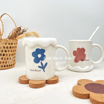 Original niche girl mug with lid spoon net red milk breakfast cup high color value ceramic cup exquisite gift box