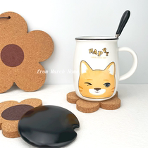 High color value cup mug girls ceramic with lid spoon large capacity cup ins macaroon pink gift box