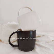 MarchHome net red wine barrel cup single cup ins large capacity black and white ceramic cup lettering mug customization