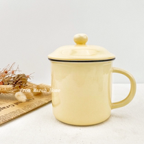 Cute girl enamel cup with lid couple pair mug student large capacity ceramic cup custom with gift box