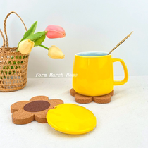 High-value small mug girls cute ceramic cup with lid spoon exquisite household drinking cup custom-made