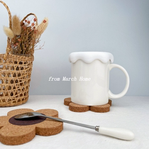 Net red milk ceramic cup large capacity oats breakfast cup cute girls mug with lid spoon can be customized