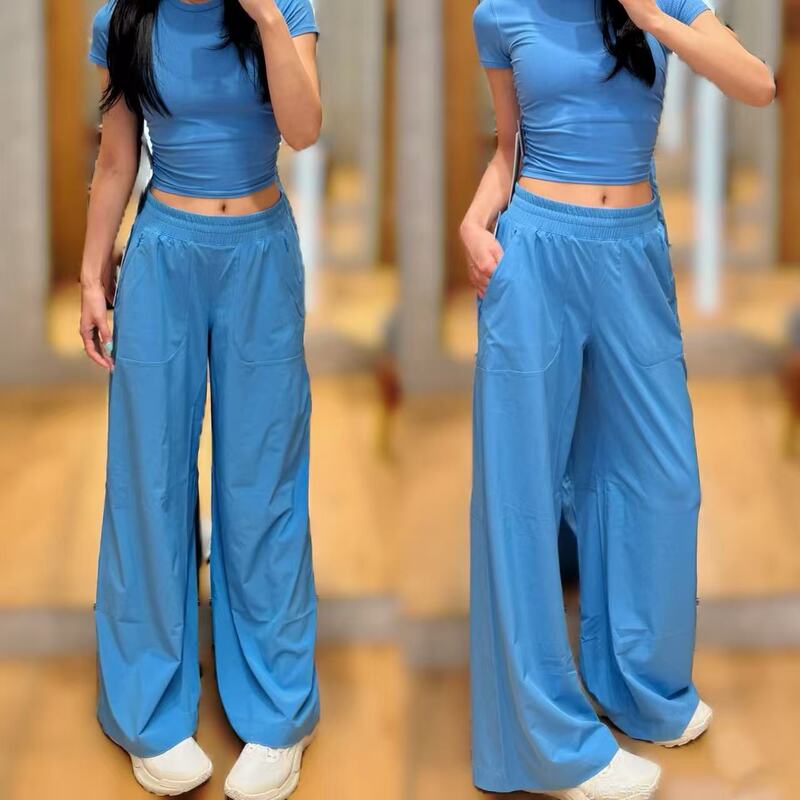 High-End Thin Yoga Pants, High-Waisted, Loose, Casual, Running, Fitness, Straight-Leg Pants, Versatile, Work-Appropriate Wide-Leg Pants