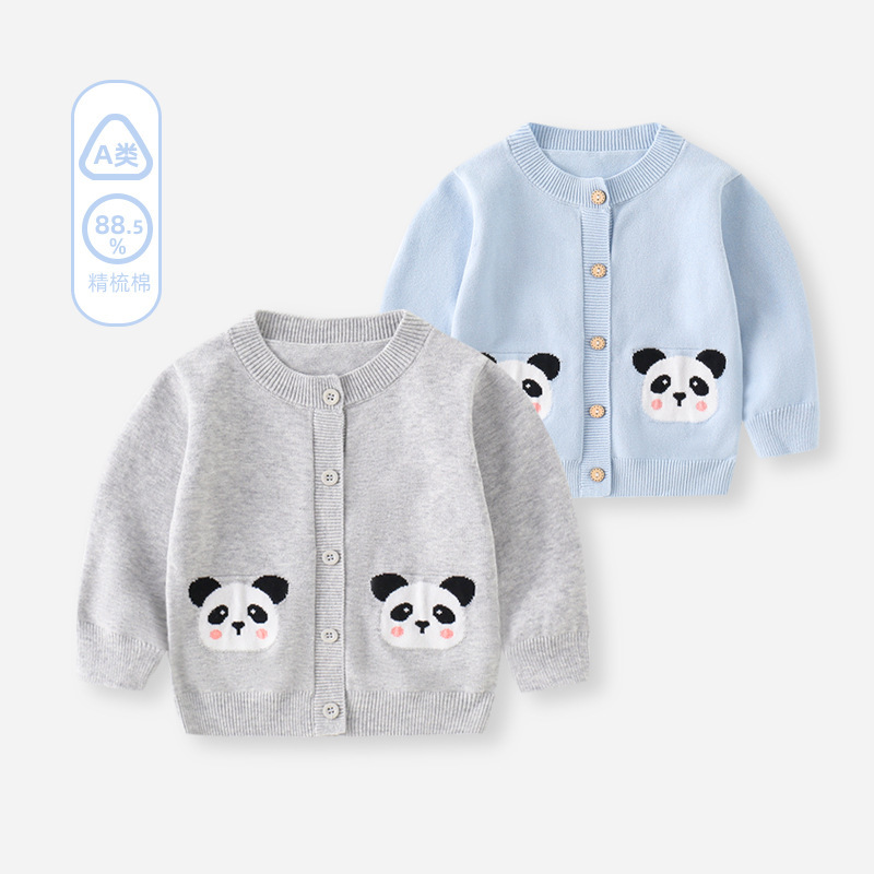 Category a Infant Cardigan Thin Sweater for Young Boys, Cotton Knit Jacket for Spring and Autumn, Suitable for 1-2-3 Year Old Toddlers