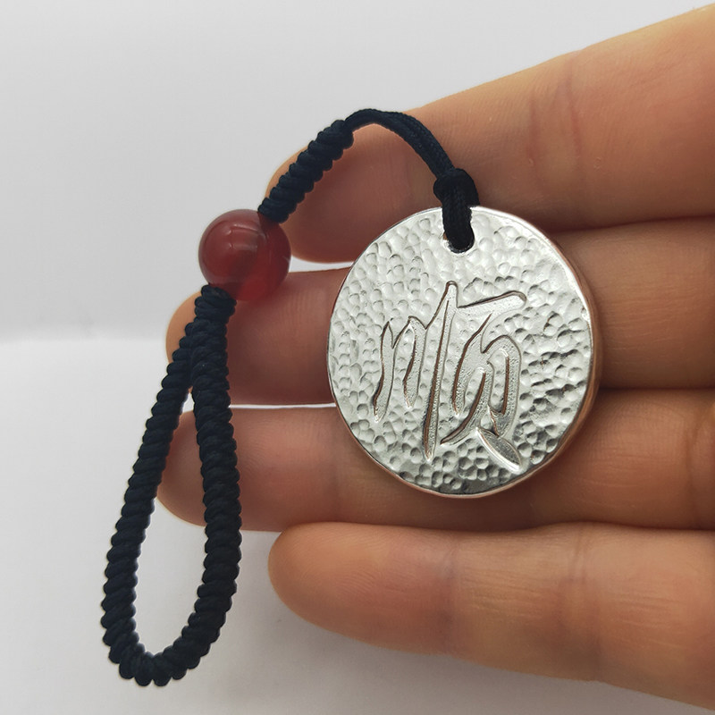 999 sterling silver key pendant eagle pendant sun six-star gossip map handmade silver cake smiling face hammer pattern