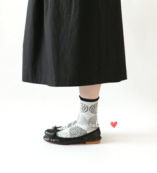 French Bull Japan~Japanese-made dotted line geometric circular pattern socks