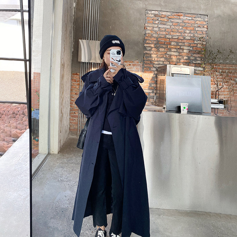 Tibet Qinghai dress female long - range 2022 - spring - fall new Han edition loose double - row windwear coat overcoat