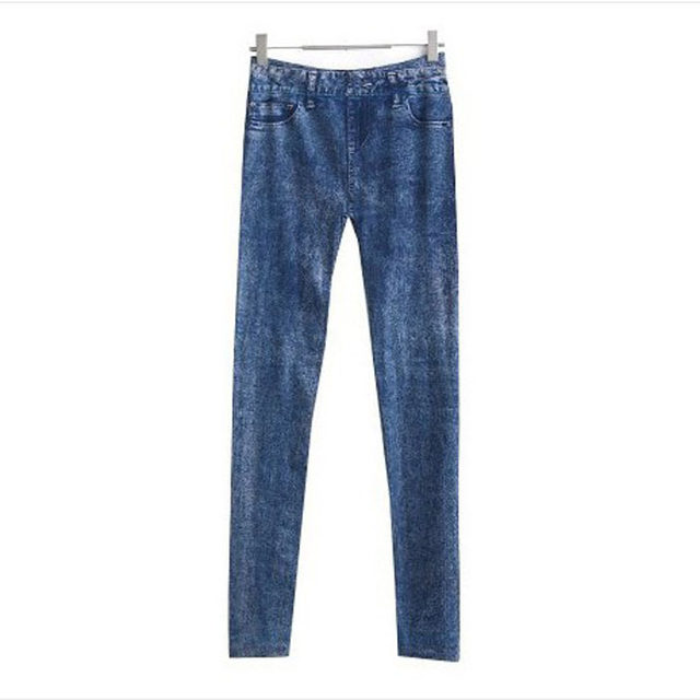 Korean imitation denim leggings wear spring and autumn summer cropped pants to make you look slim and stretchy tight pants thin pants for women