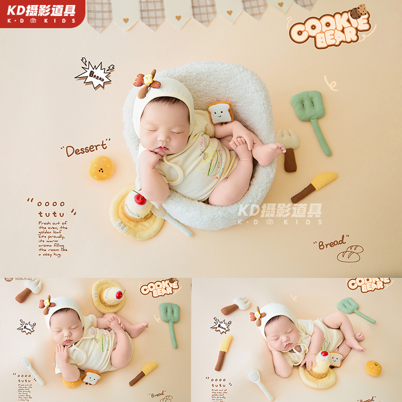 Newborn Photography Clothing, Baby Full-Month Photo Shoot Clothes, Bread Kitchen Theme Photo Props, Photo Studio Newborn Photography Clothing, Baby Full-Month Photo Shoot Clothes, Bread Kitchen Theme Photo Props, Photo Studio