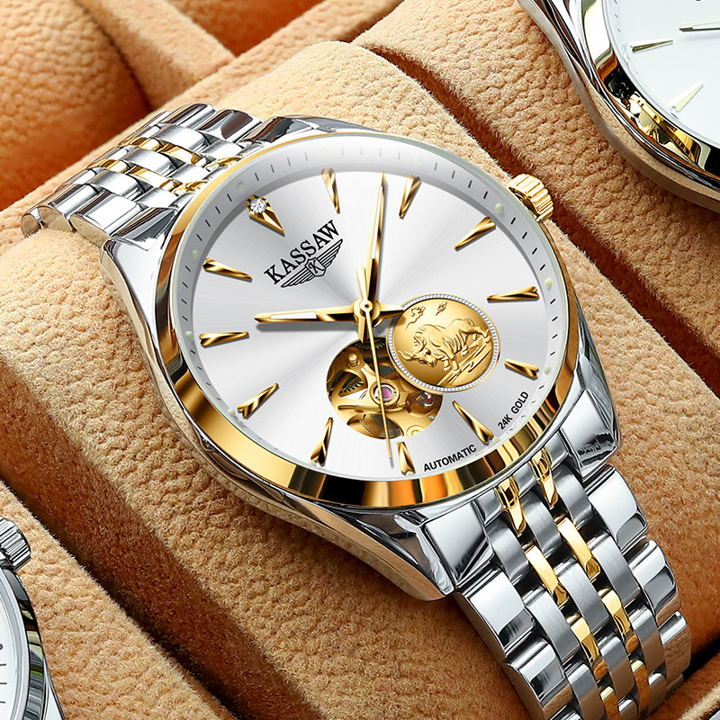 Swiss Rolex watch men's hollow mechanical watch men's watch 24k gold watch green waterproof ghost real diamond watch