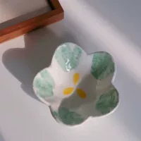 Зеленое блюдо с лепестками