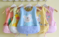 Baby eating bibs baby waterproof rice pockets childrens lace-up snap rice pockets mens and womens eating blouses 2 packs