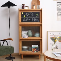 Nordic solid wood bookcase living room small apartment Japanese magazine cabinet cherry wood porch cabinet multifunctional locker side cabinet