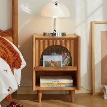 Nordic solid wood bedside table narrow simple modern mini bedside small cabinet locker cherry wood bedroom shelf