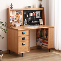 Nordic solid wood desk Japanese cherry wood writing desk small apartment double desk home computer desk study table