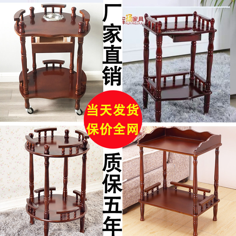 Eurostyle round small tea table sofa edge a few mahjong table corners a few mobile tea water rack small table solid wood phone stand