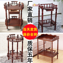 European round small coffee table Sofa side Mahjong table corner mobile tea rack Small table Solid wood telephone stand