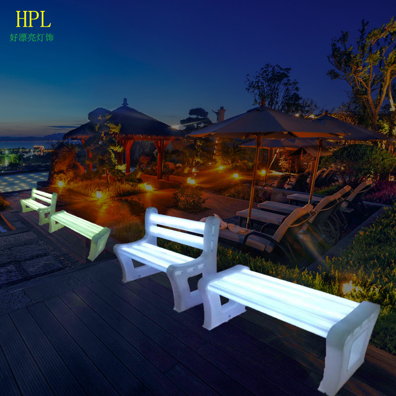 led glowing park chair Outdoor square anti - corrosion long - strip casual chair landscape project beautify backseat