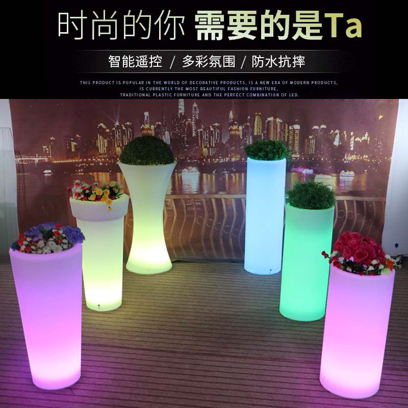 Colorful LED Creativity Luminous Flower Pot Wedding Event Outdoor Mall Hotel Lobby Villa Decoration Floor Swing
