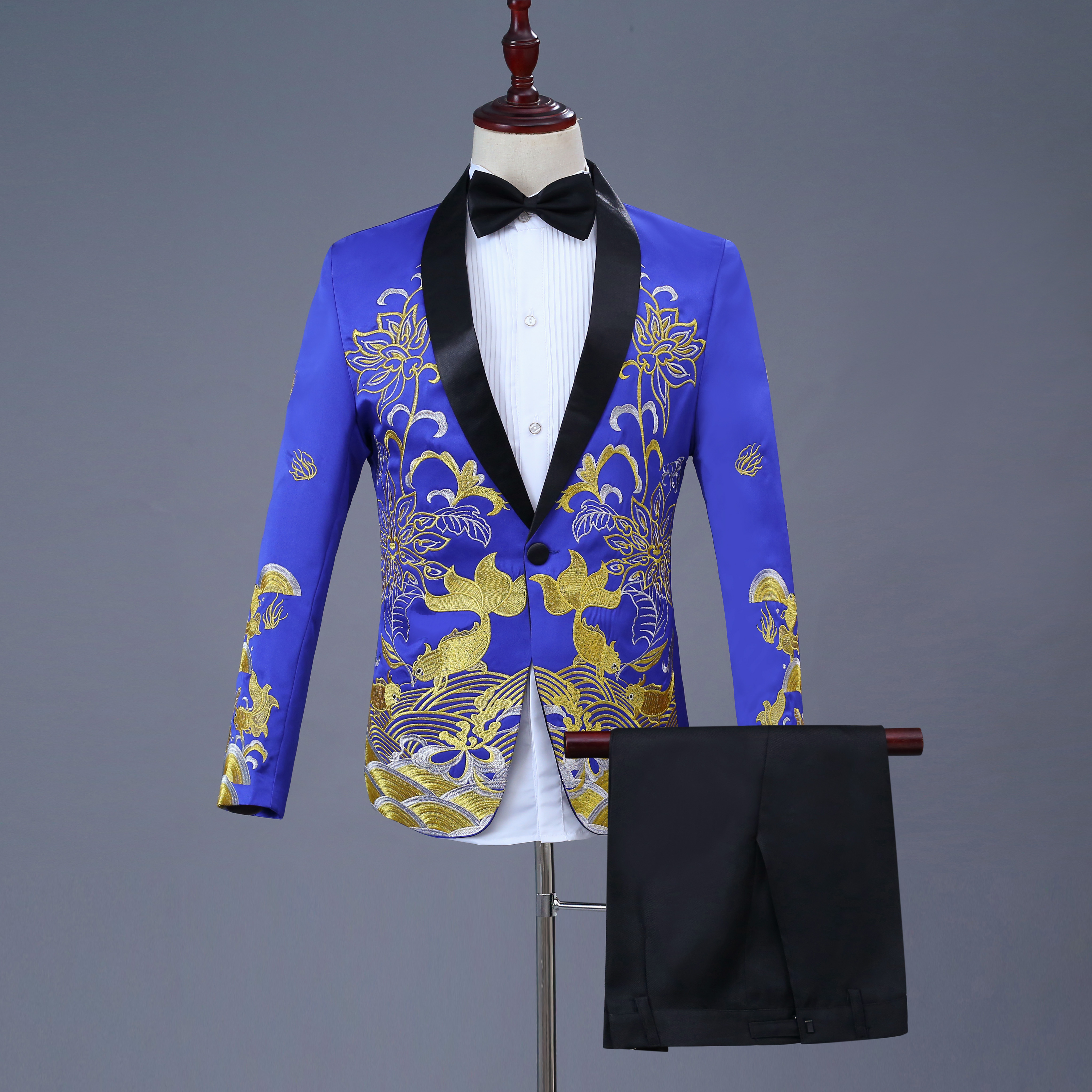 Của nam giới Slim Trung Quốc Phong Cách Trang Phục Sân Khấu Ca Sĩ Máy Chủ của Nam Giới Phù Hợp Với Đầm Điệp Khúc Phù Hợp Với Phù Hợp Với