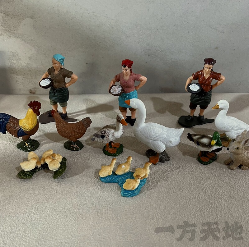Scene Model Simulation Miniature Small Animals Chicken Duck Goose Rabbit Farmer Micro-Scenery Sand Table Props Decorative Ornaments