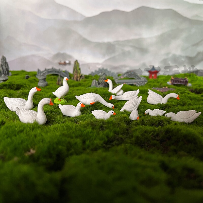Scene Model Simulation Miniature Animals Mini Water-Playing Geese and Ducks Micro-Scenery Sand Table Props Landscaping Decoration Ornaments