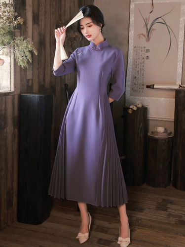 Элитное качественное весеннее ципао, элегантное платье, 2025 года, тренд сезона, изысканный стиль