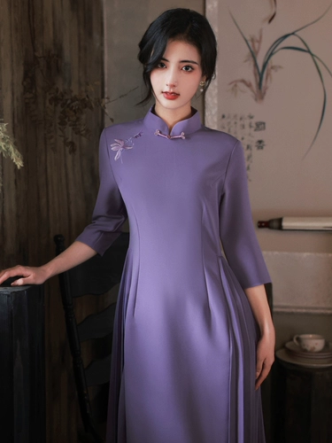 Элитное качественное весеннее ципао, элегантное платье, 2025 года, тренд сезона, изысканный стиль