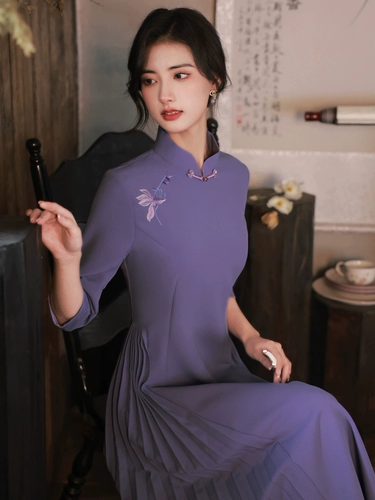 Элитное качественное весеннее ципао, элегантное платье, 2025 года, тренд сезона, изысканный стиль