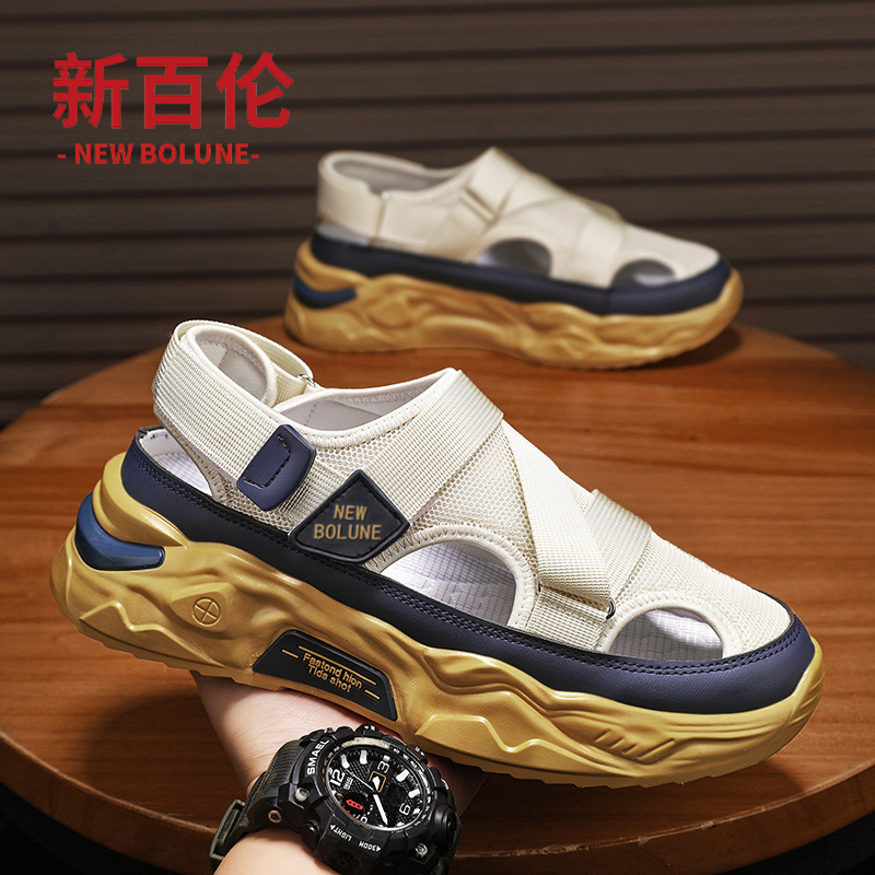 New Bolune/New Balance Men's Summer Trendy Outdoor Non-Slip Driving Closed-Toe Thick-Soled Beach Sandals