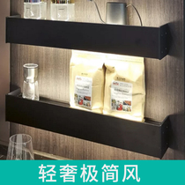 Aluminum alloy light luxury LED laminate upper and lower luminous wall flower frame background wall partition with light open shelf