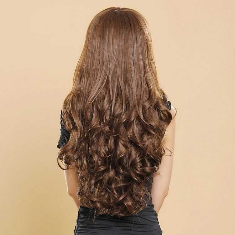 Long curly hair natural big wave wig female fluffy natural fondling woman full headgear wig sweet and cute