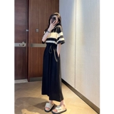 鱼余 Летнее черное платье для отдыха, 2023, свободный крой, по фигуре