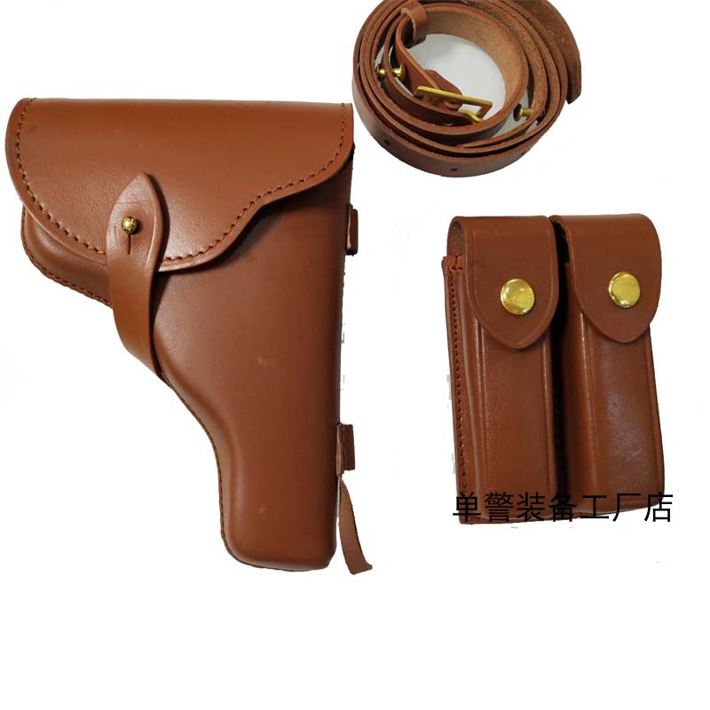 92-style changed to yellow leather three-piece set 92 double-row bullet sleeve oblique baby bag waist training shooting 92G pistol holster