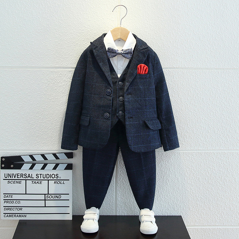 Children Suits Suit Boy Flowers Tuxedo Piano for CUHK Scout Children's handsome young children Western suit jacket autumn winter-Taobao