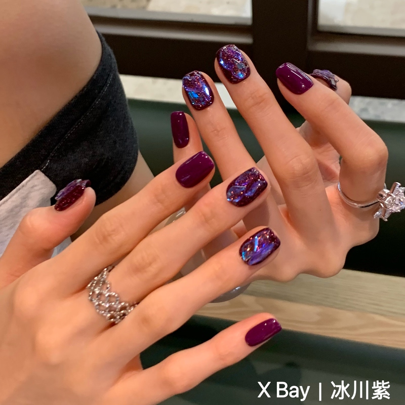 Glacier Purple | Xbay Store Same Style Purple Color That Enhances Complexion, Autumn and Winter Vibe, Purple Handmade Wearable Nail Patches